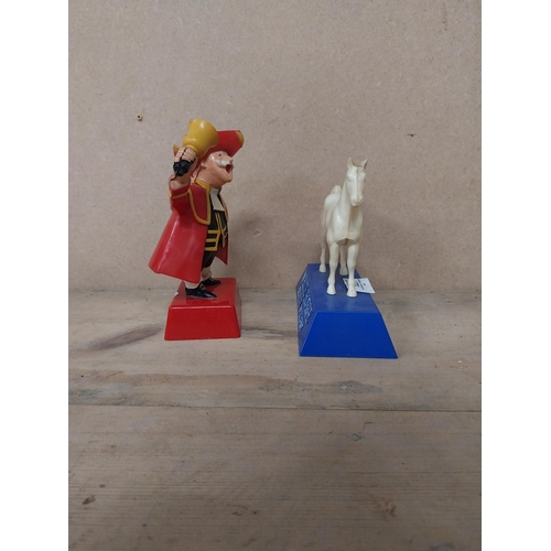 325 - White Horse Scotch Whiskey advertising figure  and Town Crier figure.{15 cm H x 8 cm Dia.] and {15 c... 