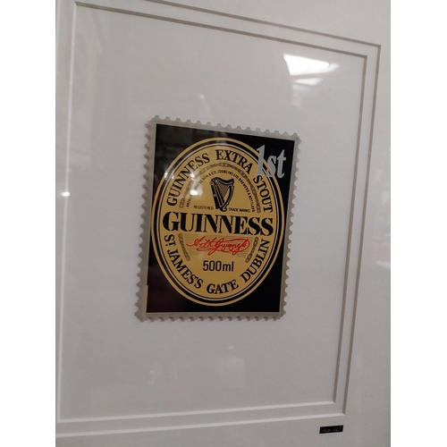 33 - Guinness Framed Stamp By Martin Allen. {46 cm H x 37 cm W}.