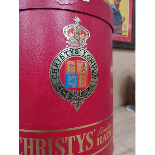 332 - Christie's of London Hat Box {33 cm H x 27 cm Diam.}.