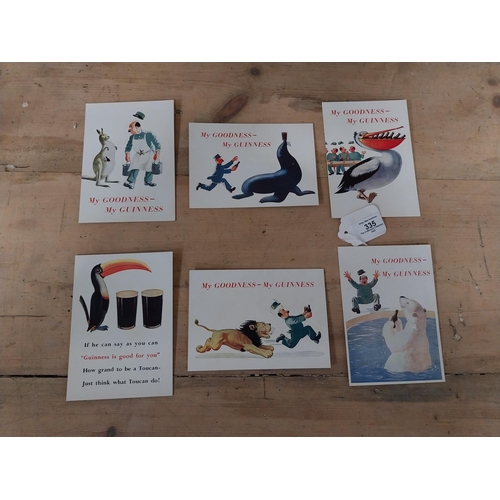 335 - Six Guinness postcards {15 cm H x 10 cm W}.