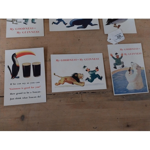 335 - Six Guinness postcards {15 cm H x 10 cm W}.