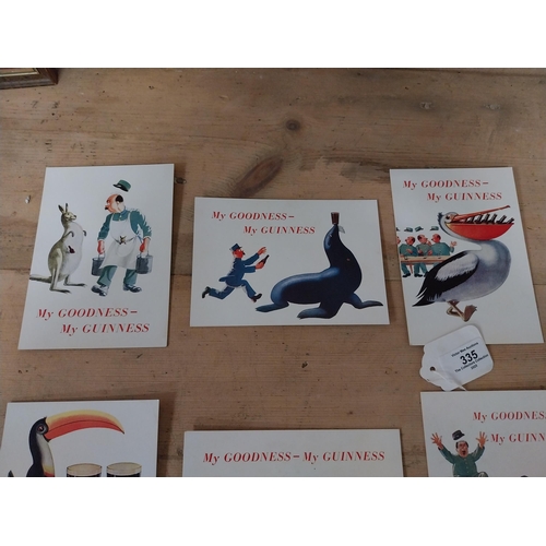 335 - Six Guinness postcards {15 cm H x 10 cm W}.