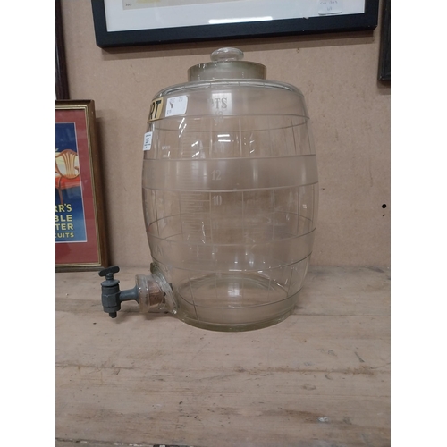 336 - Port glass dispenser { 26cm H X 23cm Dia }.