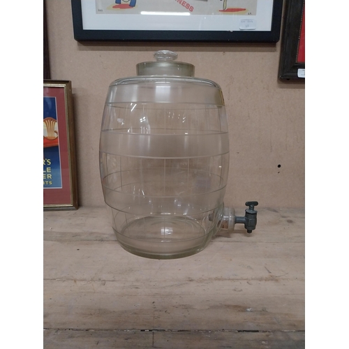 336 - Port glass dispenser { 26cm H X 23cm Dia }.