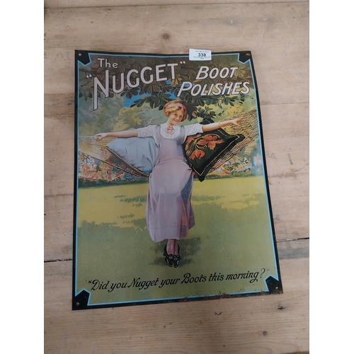 338 - Nugget Boot Polish tin plate advertising sign. {42 cm H x 30 cm W}.