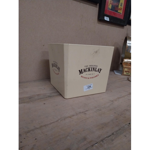 339 - 1970's Mackinlay Whiskey ice bucket. {18 cm H x 20 cm W x 20 cm D}.