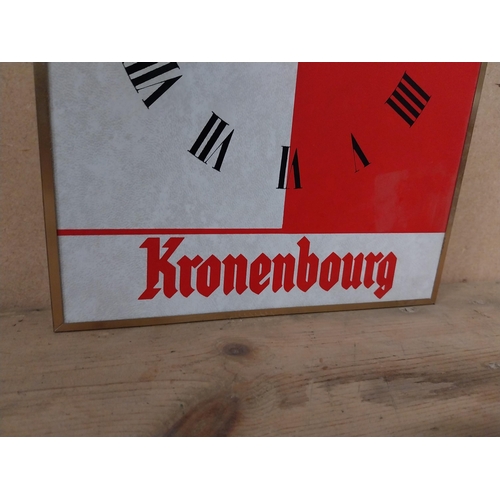 341 - Kronenbourg Lager advertising clock. {28 cm H x 23 cm W}.