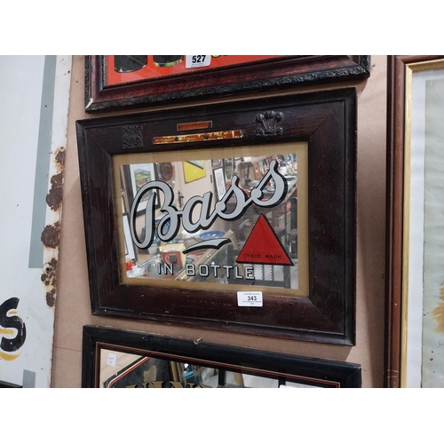 343 - Bass in Bottle original framed advertising mirror. ( 34 cm H x 44 cm W).