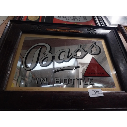 343 - Bass in Bottle original framed advertising mirror. ( 34 cm H x 44 cm W).