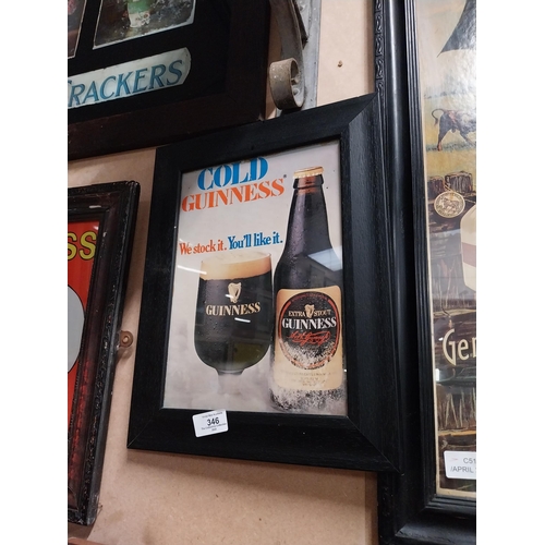 346 - Cold Guinness Framed Showcard. {37 cm H x 29 cm W}.