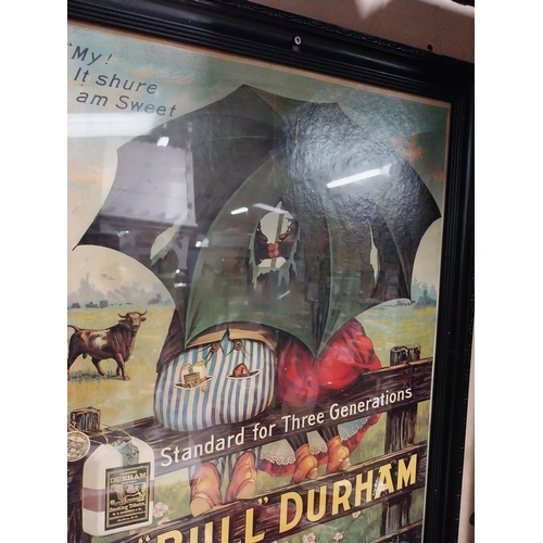 347 - Framed Genuine Bull Durham Smoking Tobacco showcard. {74 cm H x 54 cm W}.