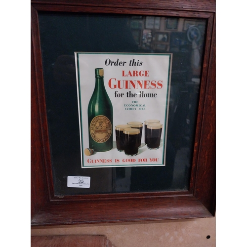 35 - Order this Large Guinness For The Home framed advertisement. { 38cm H X 33cm W }.