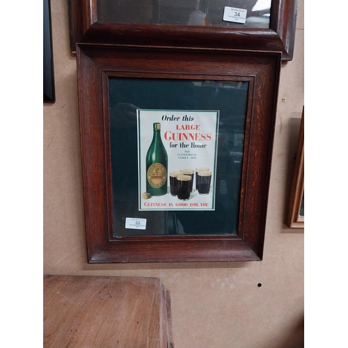 35 - Order this Large Guinness For The Home framed advertisement. { 38cm H X 33cm W }.