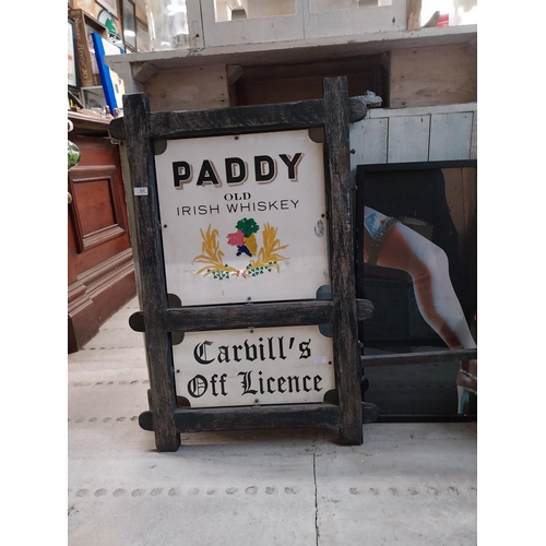 351 - Paddy Old Irish Whiskey Carville's Off Licence mounted in frame. [103 cm H x 73 cm W}.