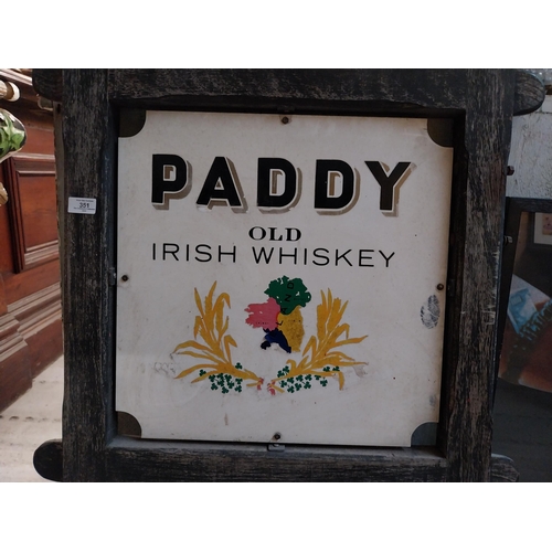 351 - Paddy Old Irish Whiskey Carville's Off Licence mounted in frame. [103 cm H x 73 cm W}.