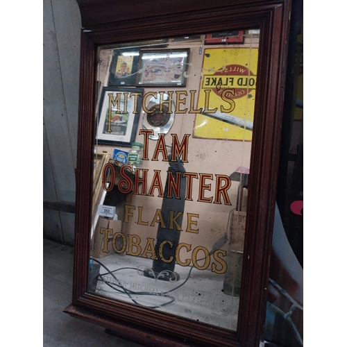 353 - Rare early 20th C. Mitchell's Tam O'Shanter Flake Tobaccos advertising clock with central mirrored p... 