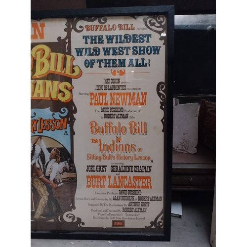 355 - Original Buffalo Bill and The Indians framed movie poster {79 cm H x 104 cm W}.