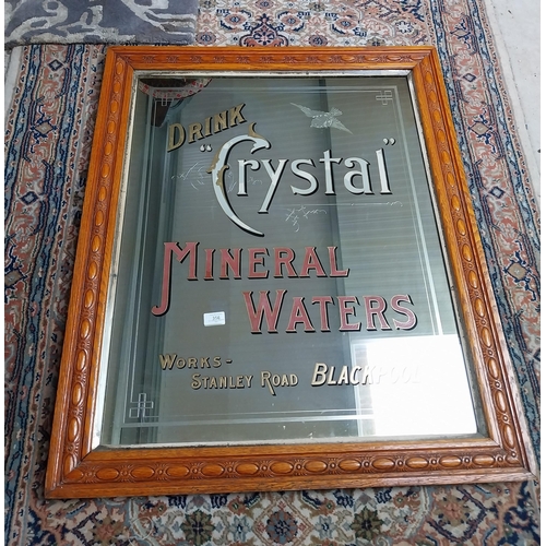 356 - Drink Crystal Mineral Waters framed advertising mirror. {94 cm H x 80 cm W}.