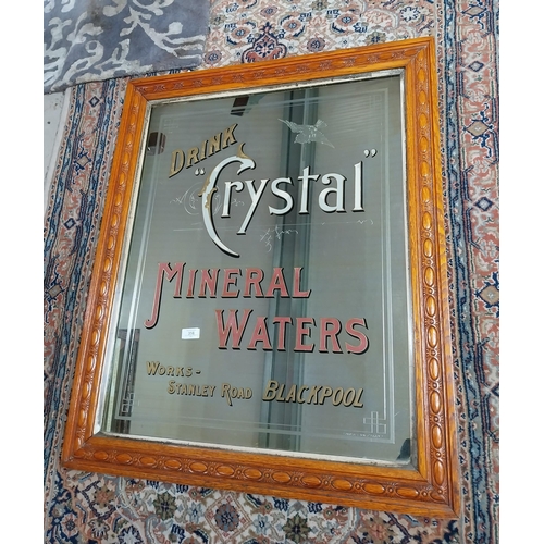 356 - Drink Crystal Mineral Waters framed advertising mirror. {94 cm H x 80 cm W}.