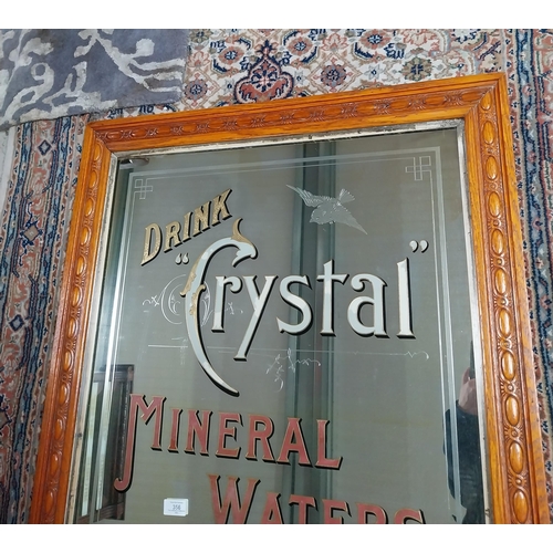 356 - Drink Crystal Mineral Waters framed advertising mirror. {94 cm H x 80 cm W}.