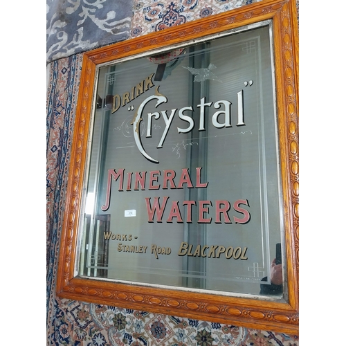 356 - Drink Crystal Mineral Waters framed advertising mirror. {94 cm H x 80 cm W}.