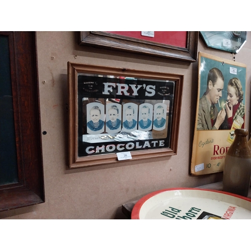 36 - Fry's Five Boys Chocolate framed advertisng mirror. {23 cm H x 30 cm W}