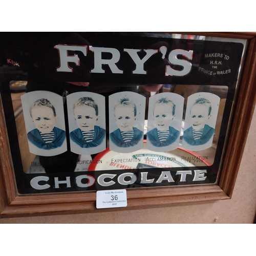 36 - Fry's Five Boys Chocolate framed advertisng mirror. {23 cm H x 30 cm W}