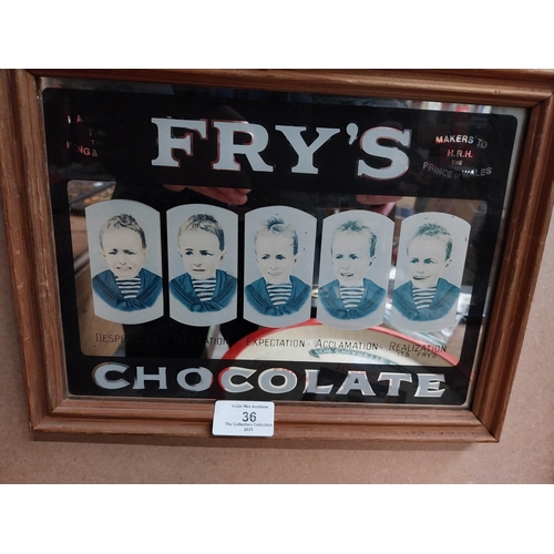 36 - Fry's Five Boys Chocolate framed advertisng mirror. {23 cm H x 30 cm W}