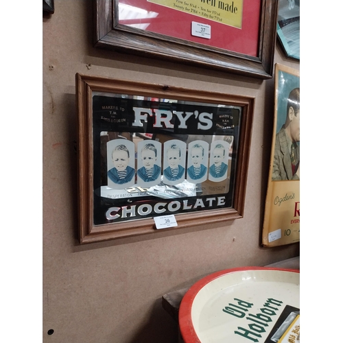 36 - Fry's Five Boys Chocolate framed advertisng mirror. {23 cm H x 30 cm W}