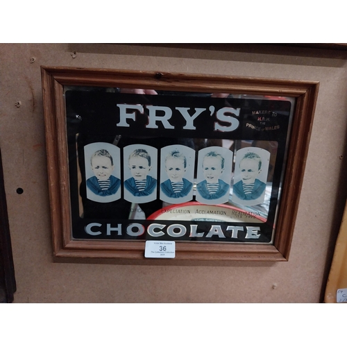 36 - Fry's Five Boys Chocolate framed advertisng mirror. {23 cm H x 30 cm W}