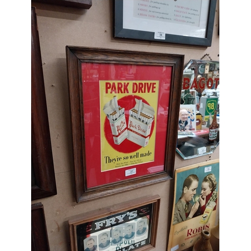 37 - Park Drive framed showcard. {42 cm H x 44 cm W}