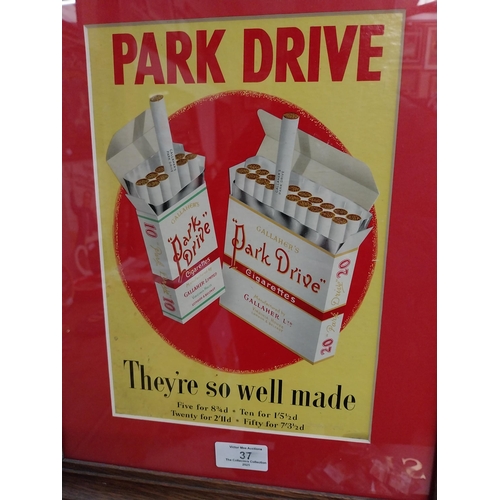 37 - Park Drive framed showcard. {42 cm H x 44 cm W}