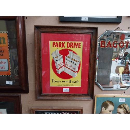 37 - Park Drive framed showcard. {42 cm H x 44 cm W}