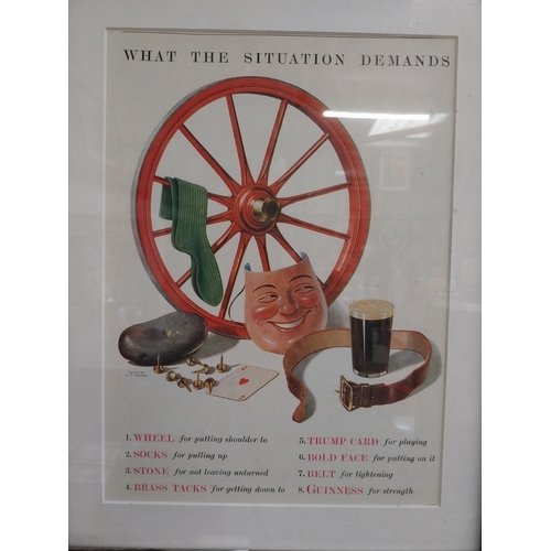 38 - What The Situation Demands Guinness framed advertising print {44 cm H x 35 cm W}.