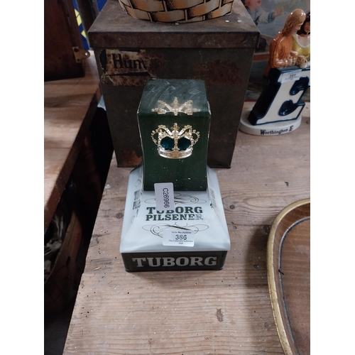 386 - 1970's Tuborg Pilsner Lager counter light up counter font. {22 cm H x 14 cm W x 17 cm D}.