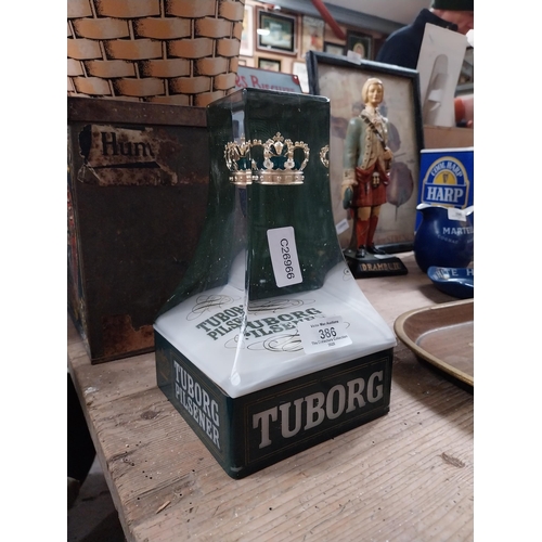 386 - 1970's Tuborg Pilsner Lager counter light up counter font. {22 cm H x 14 cm W x 17 cm D}.