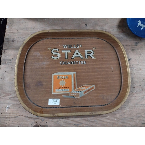 389 - Will's Star cigarettes pictorial advertising drinks tray {32 cm H x 41 cm W}.