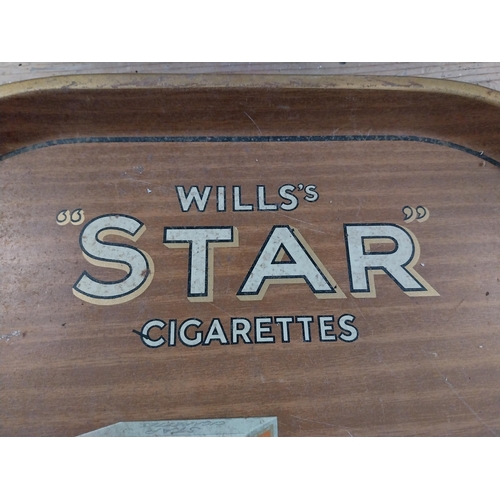 389 - Will's Star cigarettes pictorial advertising drinks tray {32 cm H x 41 cm W}.