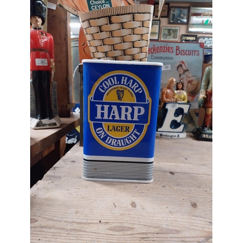 395 - Cool Harp Lager perspex counter light. {23 cm H x 16 cm W x 13 cm D}.