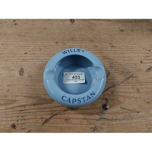 403 - 1930's Will's Capstan ashtray. {10cm Diam.}