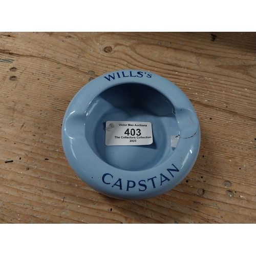 403 - 1930's Will's Capstan ashtray. {10cm Diam.}