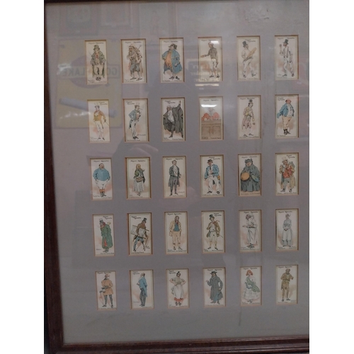 410 - Two Framed montages of Cigarette cards depicting Victorian characters and Country Pubs {80 cm h x 60... 