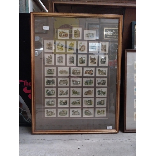 410 - Two Framed montages of Cigarette cards depicting Victorian characters and Country Pubs {80 cm h x 60... 