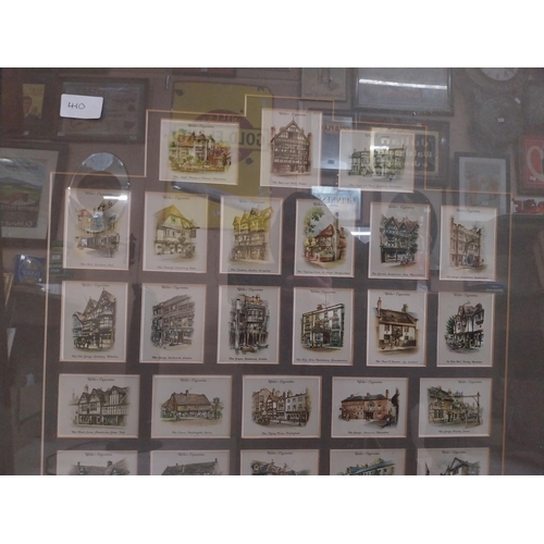 410 - Two Framed montages of Cigarette cards depicting Victorian characters and Country Pubs {80 cm h x 60... 