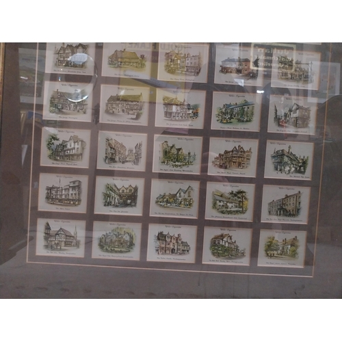 410 - Two Framed montages of Cigarette cards depicting Victorian characters and Country Pubs {80 cm h x 60... 