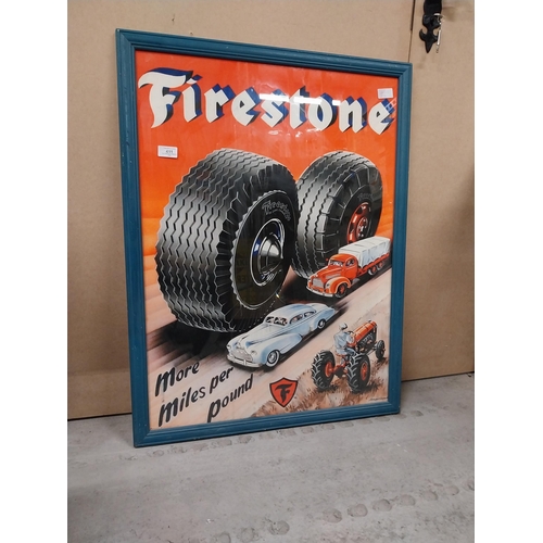 411 - Framed Firestone More Miles Per Pound advertising print.