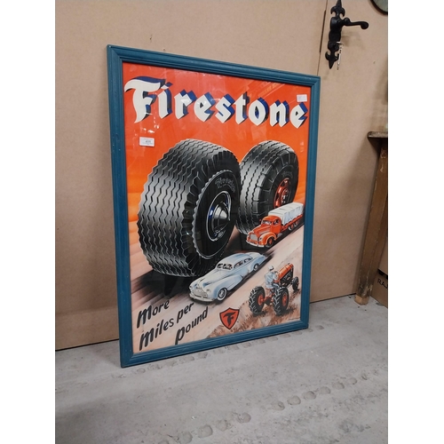 411 - Framed Firestone More Miles Per Pound advertising print.