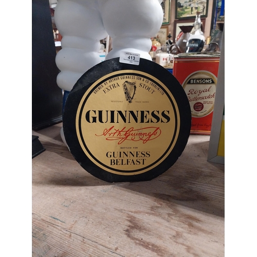 413 - Guinness Belfast cardboard shelf sign {25 cm H x 23 cm W}.