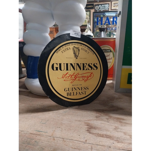 413 - Guinness Belfast cardboard shelf sign {25 cm H x 23 cm W}.