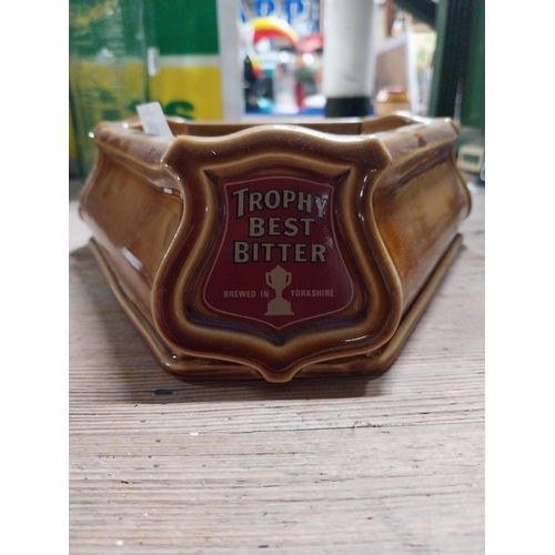 418 - Trophy Best Bitter ceramic advertising ashtray. {7 cm H x 20 cm W  x 20 cm D}.